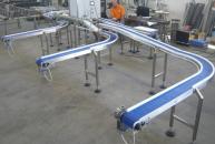 Conveyors with plastic modular belt for conveying to the packaging